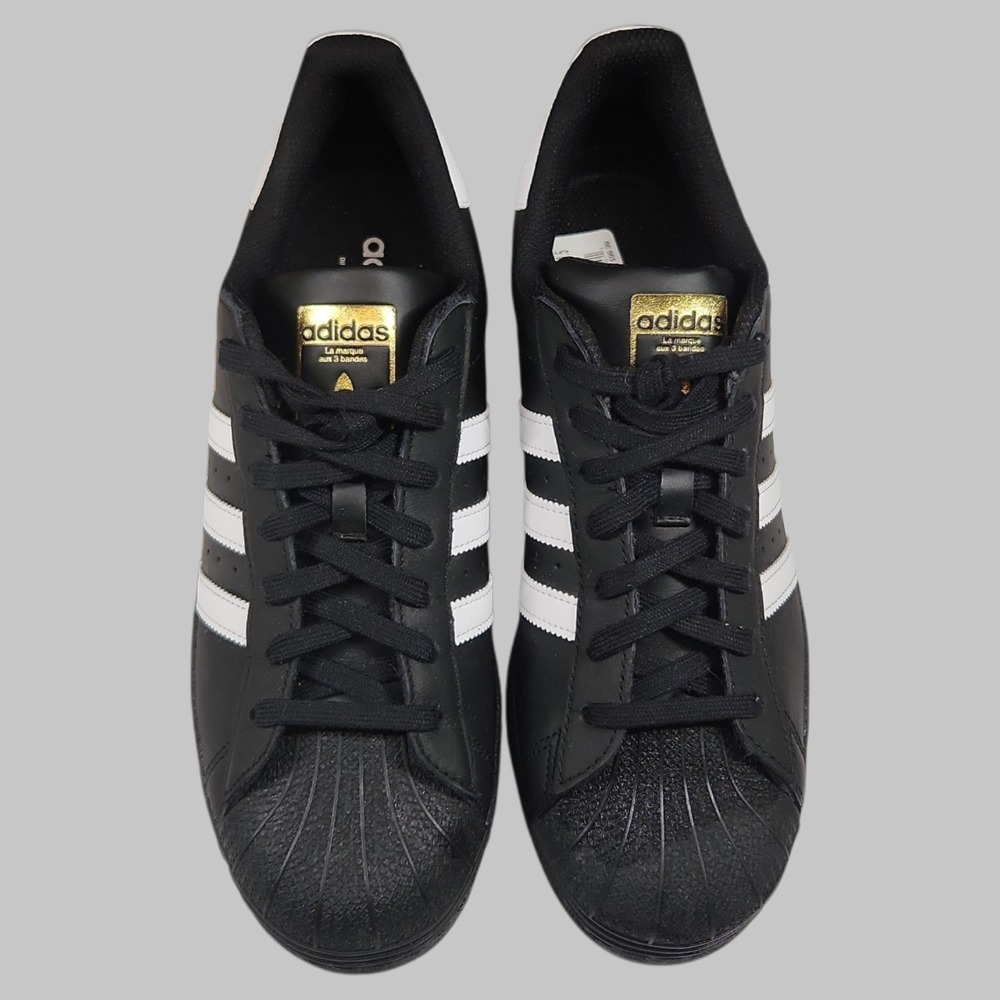 Adidas Superstar Sneakers Mens 10.5 Black White Shell Toe Low Top Shoes NWT